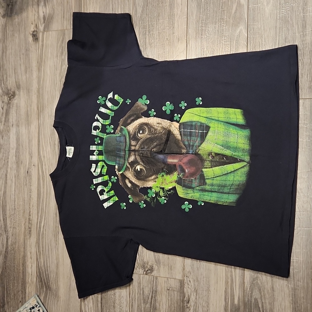 Lucky Tee Shirt Irish Pug Women's sz XL 100% cotton tshirt
